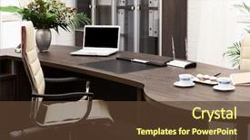  Presentation with modern flowers - PPT theme consisting of table in a modern office background and a tawny brown colored foreground
