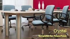  Presentation with conference table - Cool new PPT layouts with table in a modern office backdrop and a tawny brown colored foreground