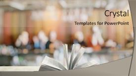  Presentation with book opening - Cool new slides with table in a night club backdrop and a soft green colored foreground