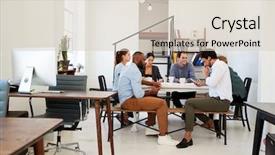  Presentation with meet work team - Cool new slide deck with table in an office backdrop and a lemonade colored foreground