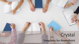  Presentation with club - Slide deck having table in book club background and a light gray colored foreground