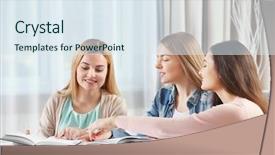  Presentation with book holy bible table - Amazing PPT theme having table in book club backdrop and a sky blue colored foreground