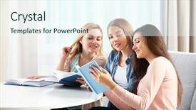  Presentation with club - Presentation design having table in book club background and a cool aqua colored foreground