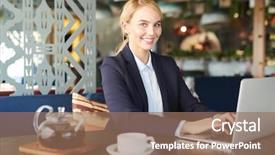  Presentation with cheerful - Amazing presentation theme having table in front of laptop backdrop and a  colored foreground