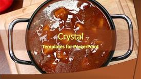  Presentation with beef - Slide set enhanced with table in kitchen or restuarant background and a tawny brown colored foreground