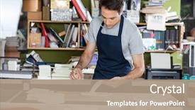  Presentation with working - Beautiful PPT theme featuring table in paper industry backdrop and a coral colored foreground