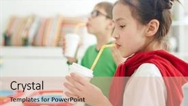  Presentation with canteen - Presentation theme consisting of table in primary school background and a coral colored foreground