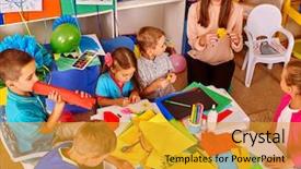  Presentation with children design - Theme enhanced with table in primary school background and a gold colored foreground