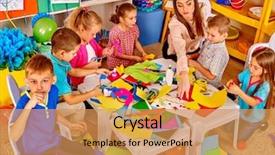  Presentation with children design - PPT layouts featuring table in primary school background and a yellow colored foreground