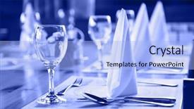  Presentation with restaurant - Amazing PPT layouts having table in restaurant - food backdrop and a light blue colored foreground