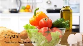  Presentation with foods - PPT theme consisting of table in the kitchen background and a  colored foreground