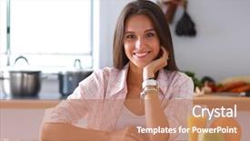  Presentation with kitchen - Slide set consisting of table in the kitchen background and a coral colored foreground