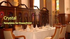  Presentation with customers - Audience pleasing slides consisting of table in the restarant ready for customers backdrop and a tawny brown colored foreground