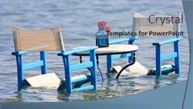  Presentation with dinner - PPT theme having table-in-the-sea background and a light blue colored foreground