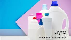  Presentation with bottles - Amazing PPT layouts having table isolated on blue purple backdrop and a light gray colored foreground