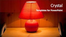  Presentation with wall - Colorful PPT layouts enhanced with table lamp on wooden wall backdrop and a crimson colored foreground