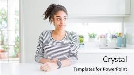  Presentation with afro - PPT theme with table manner - beautiful african american woman background and a sky blue colored foreground