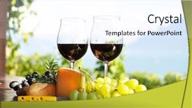  Presentation with red wine cheese - Presentation having table mountain - red wine grapes and cheese background and a sky blue colored foreground