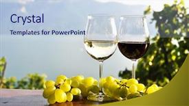  Presentation with region - Audience pleasing PPT theme consisting of table mountain - two wineglasses and grapes backdrop and a lemonade colored foreground