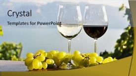  Presentation with region - Colorful PPT theme enhanced with table mountain - two wineglasses and grapes backdrop and a lemonade colored foreground