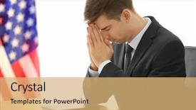  Presentation with christian - Presentation enhanced with table near american flag background and a coral colored foreground