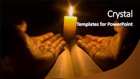  Presentation with open bible - Theme having table next to a candle background and a black colored foreground