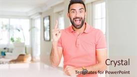  Presentation with idea - Cool new slides with table numbers - handsome hispanic man wearing casual backdrop and a lemonade colored foreground