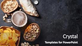 Presentation with dry fish - Colorful slides enhanced with table nuts chips dry fish backdrop and a dark gray colored foreground