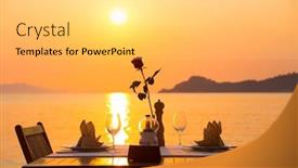  Presentation with sea glass - Slides having table-of-a-coastal-restaurant background and a light gray colored foreground