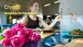  Presentation with pink roses - Theme with table on background of amor background and a tawny brown colored foreground