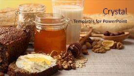  Presentation with healthy breakfast - Colorful slide deck enhanced with table on colorful background country backdrop and a yellow colored foreground