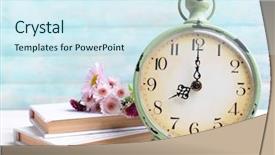  Presentation with light book - Audience pleasing theme consisting of table on light blue backdrop and a sky blue colored foreground