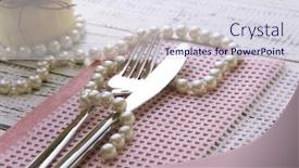  Presentation with table setting - Cool new slide set with table-place-setting-with-decorations backdrop and a sky blue colored foreground