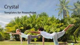  Presentation with sport - Colorful PPT theme enhanced with table pose outdoors over exotic backdrop and a light blue colored foreground