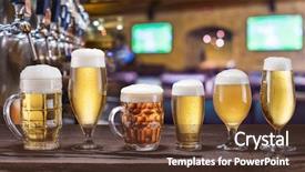  Presentation with beer - Audience pleasing PPT layouts consisting of table pub interior and bar backdrop and a tawny brown colored foreground