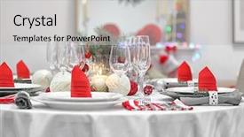  Presentation with christmas dinner - PPT layouts featuring table served for christmas dinner in living room close up view background and a light gray colored foreground