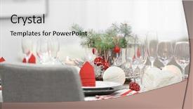  Presentation with christmas dinner - Theme featuring table served for christmas dinner close up view background and a white colored foreground