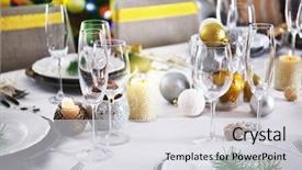  Presentation with christmas dinner - Colorful theme enhanced with table served for christmas dinner backdrop and a light gray colored foreground