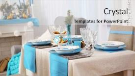  Presentation with hanukkah - Colorful presentation theme enhanced with table served for hanukkah in living room backdrop and a sky blue colored foreground