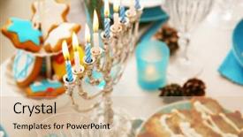  Presentation with hanukkah - PPT theme having table served for hanukkah background and a soft green colored foreground