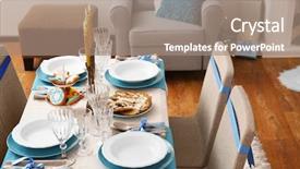  Presentation with hanukkah - PPT layouts enhanced with table served for hanukkah in living room background and a coral colored foreground