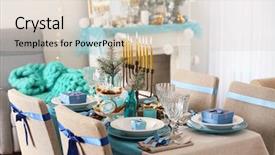  Presentation with hanukkah - Audience pleasing slide deck consisting of table served for hanukkah in living room backdrop and a lemonade colored foreground