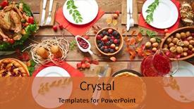  Presentation with thanksgiving dinner - PPT theme enhanced with table served for thanksgiving background and a red colored foreground