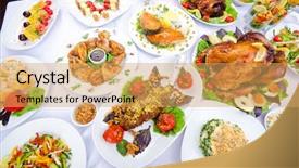  Presentation with wedding banquet table - Presentation having table served with tasty meals background and a yellow colored foreground