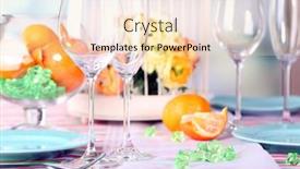  Presentation with tableware - Presentation design enhanced with table serving with colorful tableware on room background background and a lemonade colored foreground