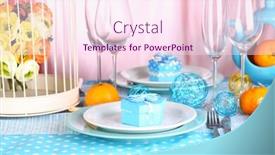  Presentation with tableware - PPT theme enhanced with table serving with colorful tableware on room background background and a pink colored foreground