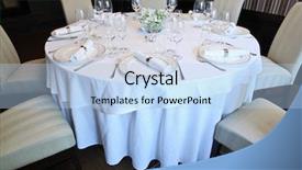  Presentation with fancy - Presentation enhanced with table set for a dinner background and a  colored foreground