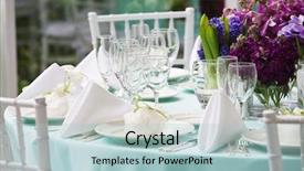  Presentation with wedding banquet table - Presentation with table set for a special background and a light blue colored foreground