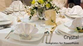  Presentation with fancy - Audience pleasing presentation theme consisting of table set for a wedding backdrop and a mint green colored foreground