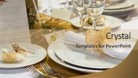  Presentation with fancy - Colorful PPT layouts enhanced with table set for a wedding backdrop and a coral colored foreground